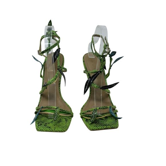 EGO green snake leaves heel strappy sandals size UK 6 - US 8 - Picture 5 of 12